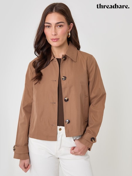 Brown - Threadbare Cropped Trench Coat