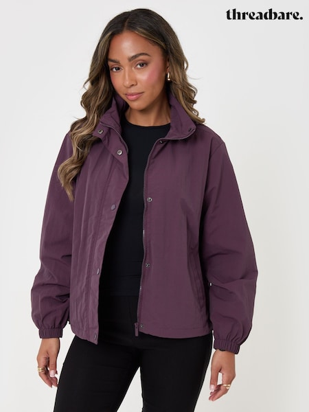 Purple - Threadbare Showerproof Funnel Neck Windbreaker