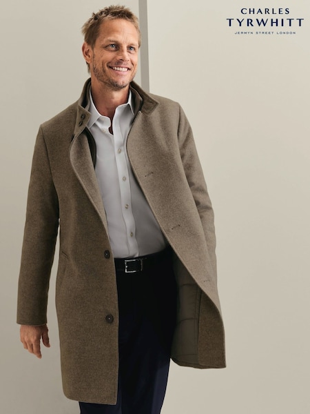 Neutralna boja - Regular Charles Tyrwhitt Pure Wool Funnel Neck Overcoat