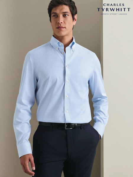 Light Blue - Regular Charles Tyrwhitt Non-iron Twill Button-down Slim Fit Shirt