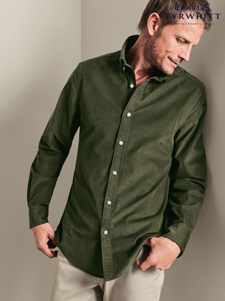 Green - Slim Fit Charles Tyrwhitt Corduroy Shirt