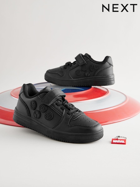 Black Marvel 1 Strap Elastic Lace School Shoes (143514) | €42 - €53