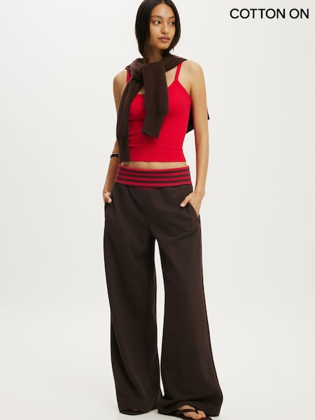 Braun - Cotton On Jogginghose aus Baumwolle mit umklappbarem Bund
