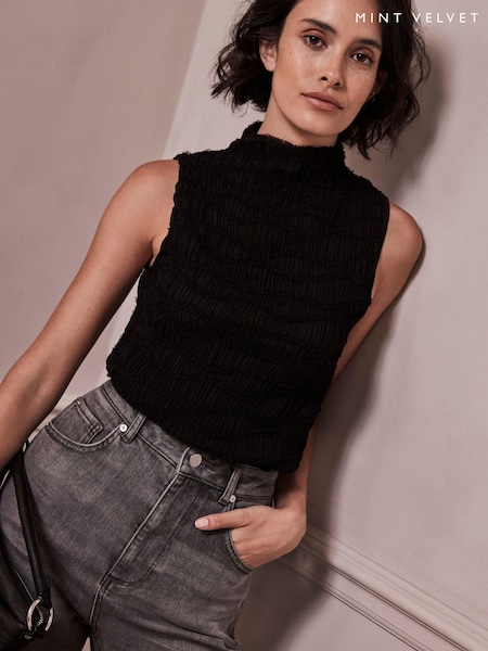 Mint Velvet Black Sleeveless Textured Top (144091) | € 21