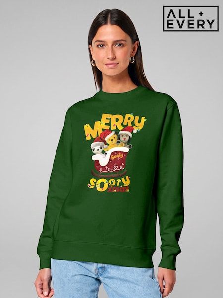 Yaşıl - Regular All + Every Merry Sooty Xmas Christmas Sleigh Sweatshirt