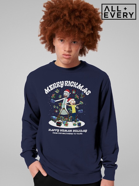 Blue - Regular All + Every Rick And Morty Merry Rickmas Christmas Sweatshirt