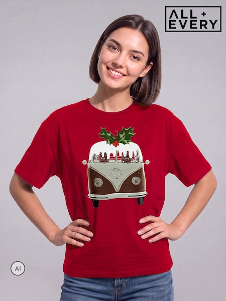 Red - All + Every Official Volkswagen Christmas Pudding Camper T-shirt