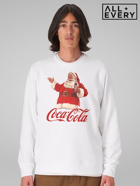 White - Regular All + Every Coca Cola Christmas Santa Bottle Sweatshirt