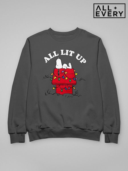 Grey - All + Every Peanuts Christmas All Lit Up Snoopy Sweatshirt