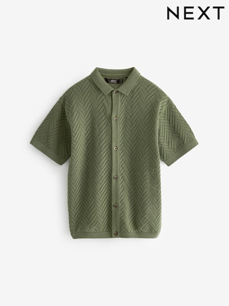 Khaki/Green Polo Short Sleeve Trophy Neck Jumper (3-16yrs) (144955) | AED31 - AED43