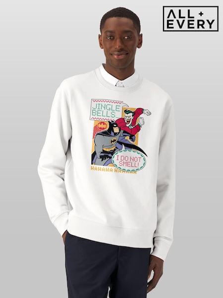 Hvit - Regular All + Every Batman Christmas Joker Jingle Bells Sweatshirt