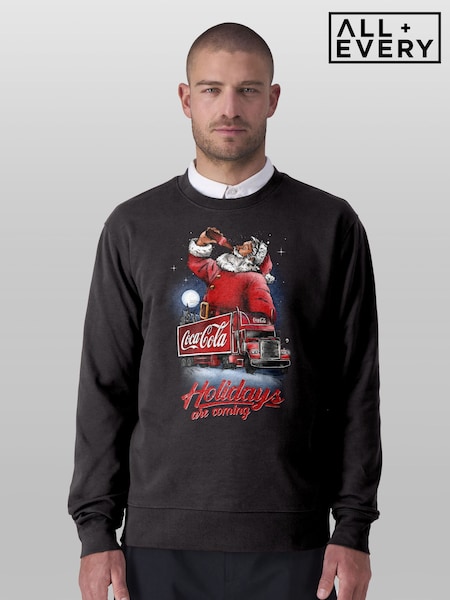 Schwarz - Regular All + Every Coca Cola Santa And Truck Holidays Are Coming Sweatshirt