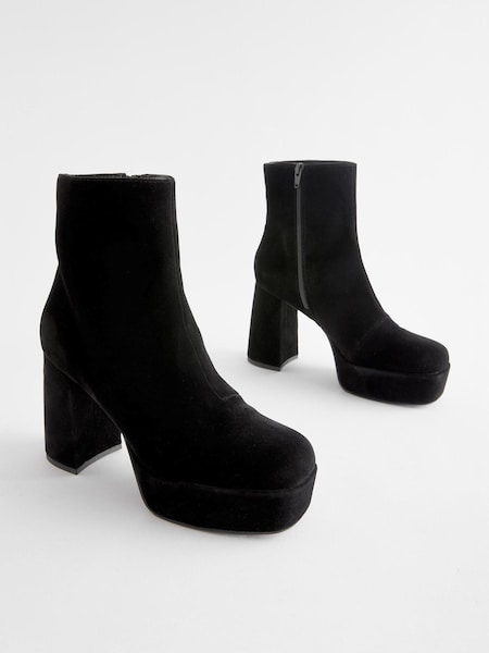 Black Velvet Platform Ankle Boots (145198) | €11