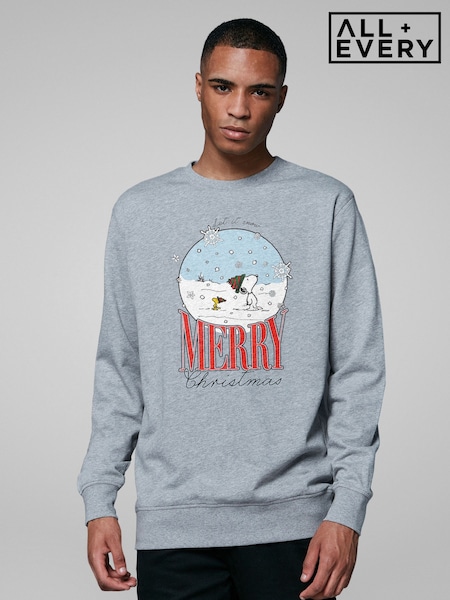 Grey - Regular All + Every Peanuts Snow Globe Merry Christmas Sweatshirt
