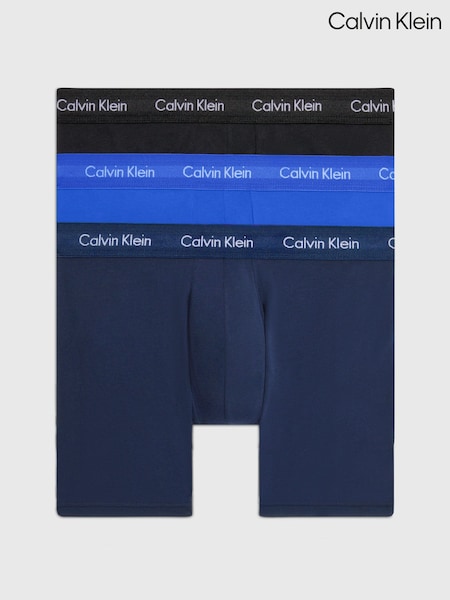 Negro/Azul - Calvin Klein Long Cotton Stretch Boxers 3 Pack (145637) | 59 €