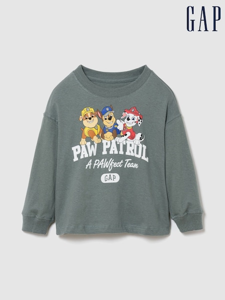 Grey - Gap Paw Patrol Logo Long Sleeve T-shirt (6mths-5yrs)