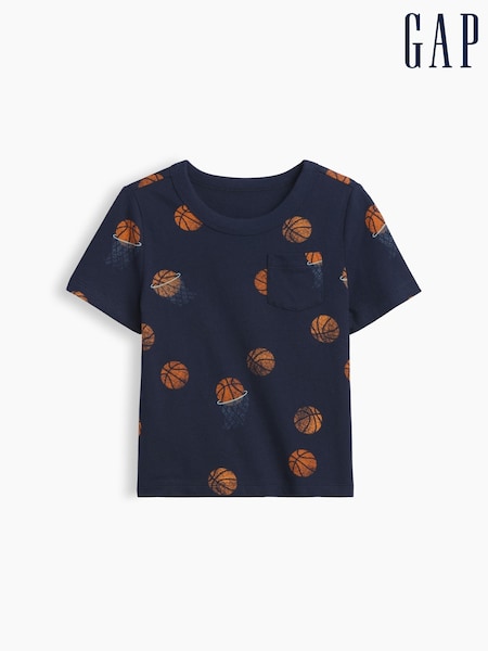 Navy Basketball - Gap Pocket Short Sleeve T-shirt (6mths-5yrs)