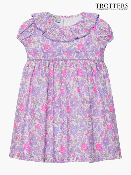 Trotters London Little Liberty Print Purple Betsy Ric Rac 100% Cotton Party Dress (145796) | ‏27 ر.ع.‏