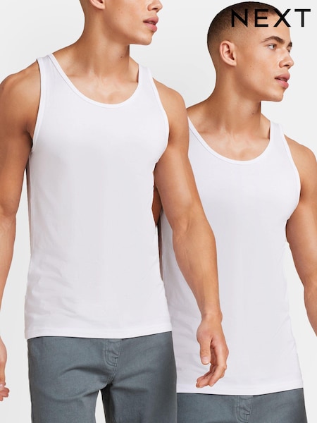 White Pure 100% Cotton Vests 2 Pack (146000) | €16