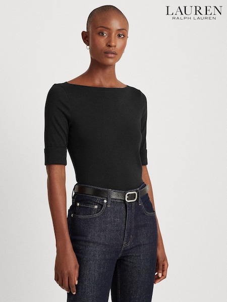 Lauren Ralph Lauren Judy Stretch Cotton Boatneck Top (146082) | €84