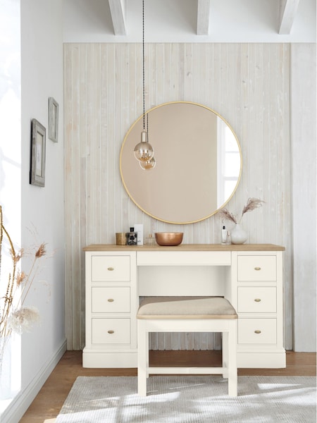 Chalk White Hampton Painted Oak Collection Luxe 6 Drawer Console Dressing Table (146129) | €1,075