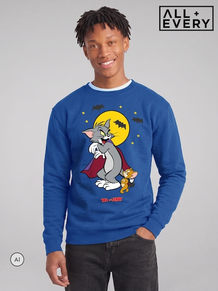 Blue - Regular All + Every Tom And Jerry Halloween Vampires Sweatshirt