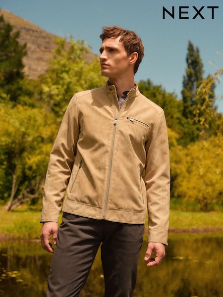 Neutral Faux Suede Racer Jacket (146680) | €14