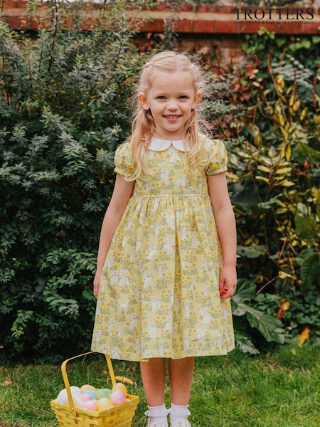 Trotters London Yellow Cotton Bunny Dress (146710) | €46 - €49.50