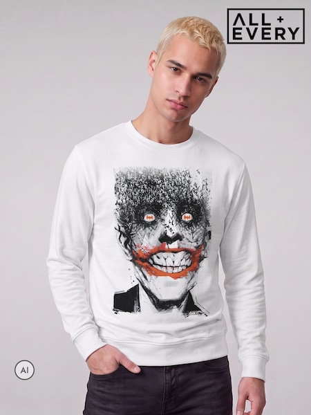 White - Regular All + Every Batman Halloween Joker Face Made Of Bats Sweatshirt