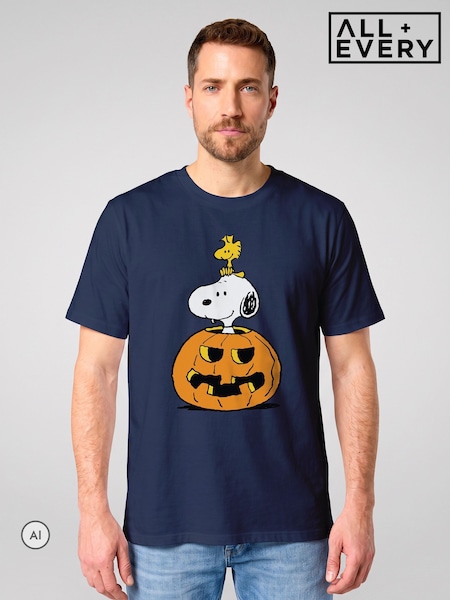 Blue - Regular All + Every Peanuts Halloween Snoopy And Woodstock T-shirt