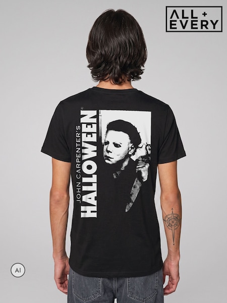 Black - Regular All + Every Halloween Michael Myers Hunting For Laurie Back Print T-shirt