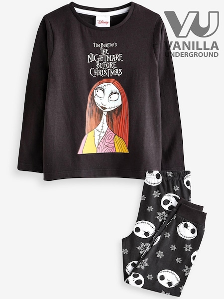 Vanilla Underground Black + Black Disney The Nightmare Before Christmas Kids Long Sleeve Long Leg 100% Cotton Pyjamas Set (146906) | €24