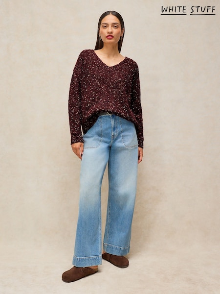 Purple - White Stuff Textured V-neck Jumper