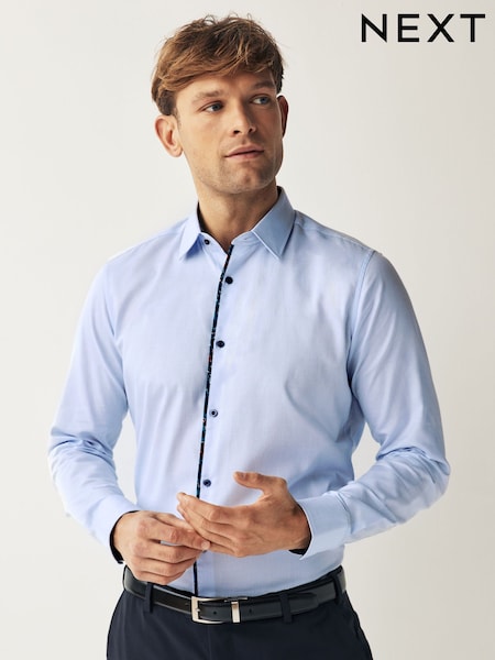 Blau - Trimmed Formal 100% Cotton Oxford Shirt (147317) | 10 €