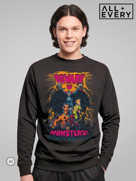 Svart - Regular All + Every Scooby Doo Halloween Beware Of Monsters Sweatshirt