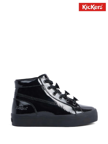 Kickers Black Tovni Stack Hi Flower Patent Trainers (147490) | AED218