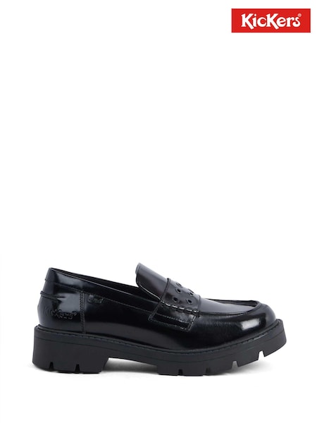 Kickers Black Kori Loafer Rivet Leather Shoes (147540) | AED235 - AED247