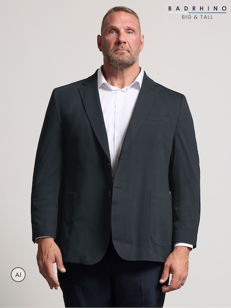 Blue - Regular Badrhino Big & Tall Jersey Blazer