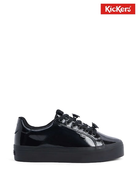 Kickers Black Tovni Stack Lo Flower Patent Trainers (147587) | €88
