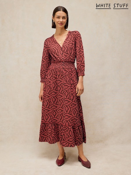 Red - White Stuff Jonie Shirred Dress