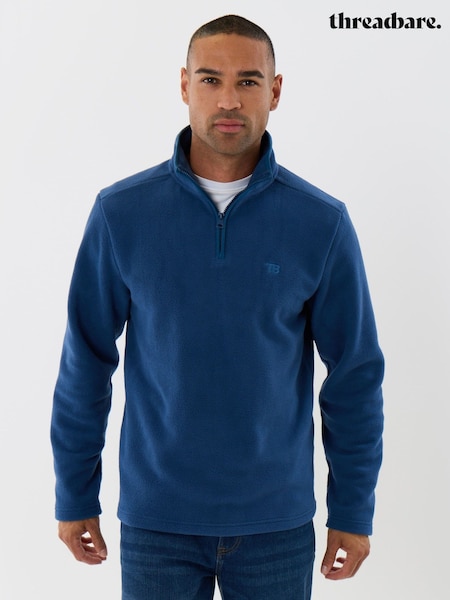 Blue - Regular Threadbare Quarter Zip Fitness Fleece