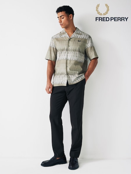 Fred Perry Beige Abstract Sound Wave Short Sleeve Resort Shirt (148147) | €70