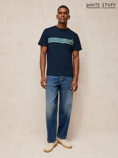 Azul oscuro - Regular White Stuff Abersoch Graphic T-shirt