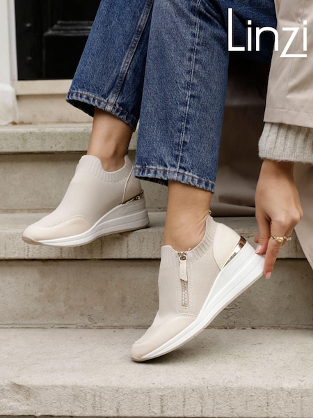 Телесный - Linzi Adler Flyknit Wedged Sneakers With Zip Detail (148532) | €56