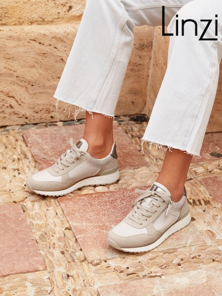 Телесный - Linzi Euston Lace Up Trainers With Zip Detail (148624) | €56