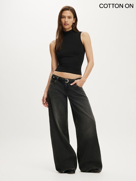 Black - Cotton On Low Rise Wide Jeans