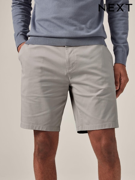 Light Grey Slim Fit Stretch Chinos Shorts (148791) | AED87