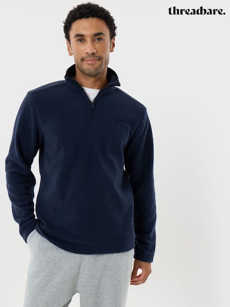 Navy Blue - Regular Threadbare Quarter Zip Fitness Fleece
