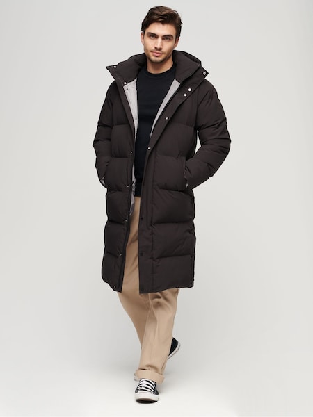 Superdry Black Longline Hooded Puffer Coat (149242) | €89