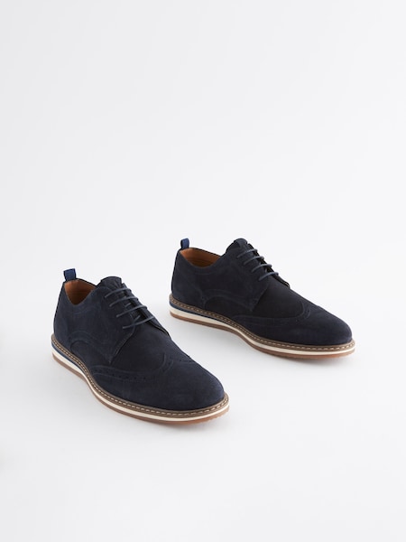 Navy Blue Leather Wedge Brogues (149263) | €19